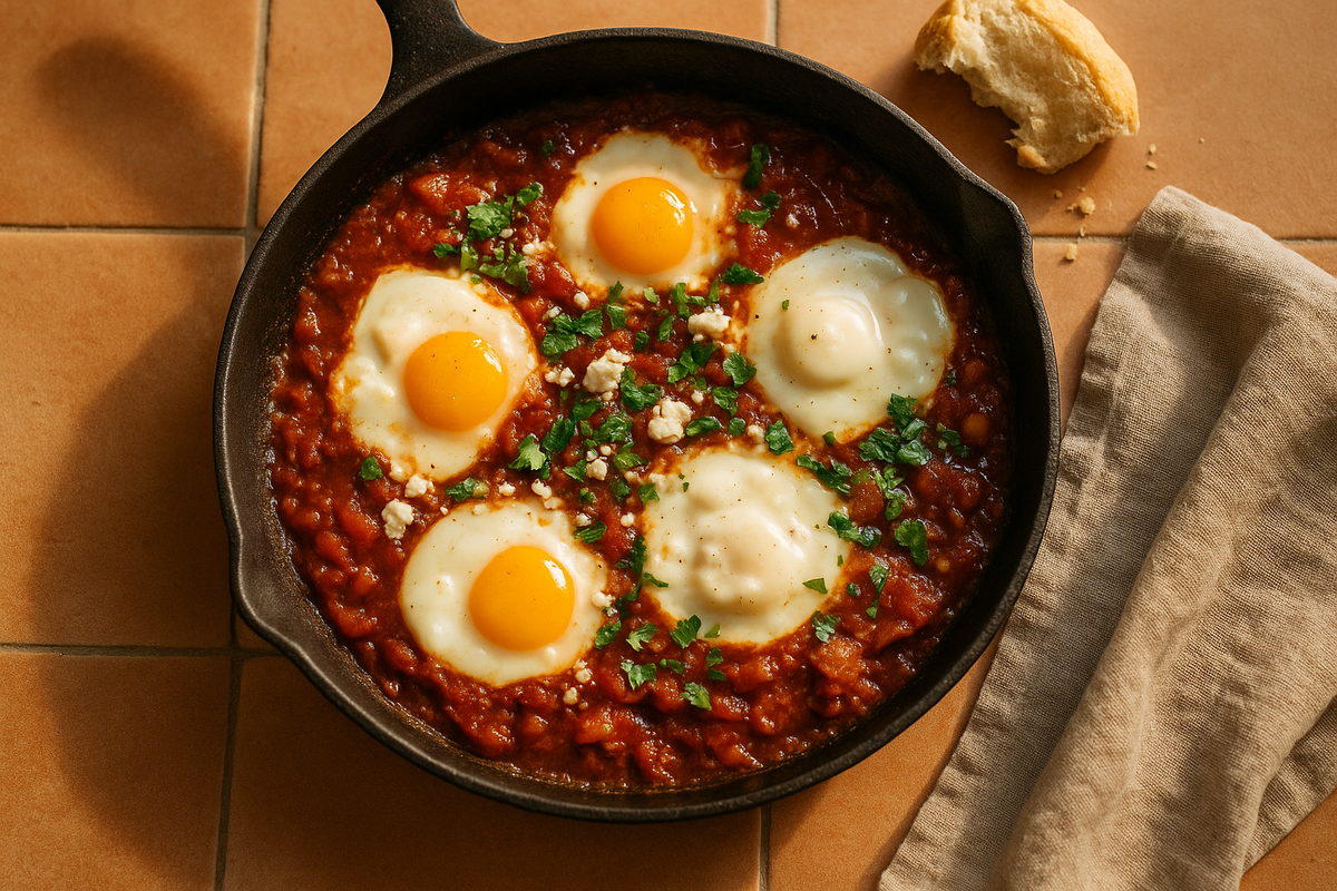 Cómo hacer shakshuka fácil en 25 min (Chile): huevos con yema líquida o cremosa Post feature image