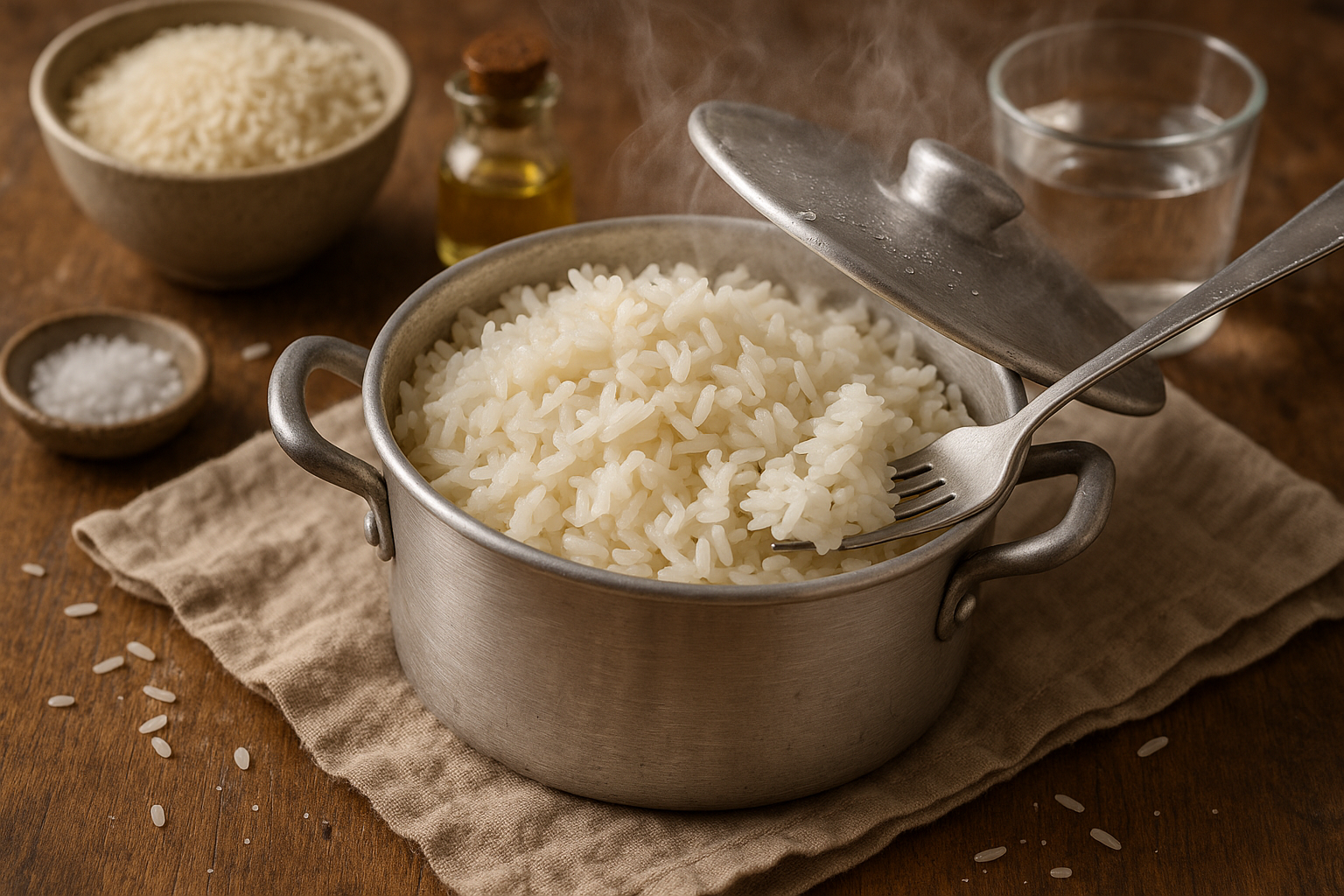 Cómo hacer arroz graneado en 20 minutos (regla 1:2, fuego bajo y reposo) Post feature image